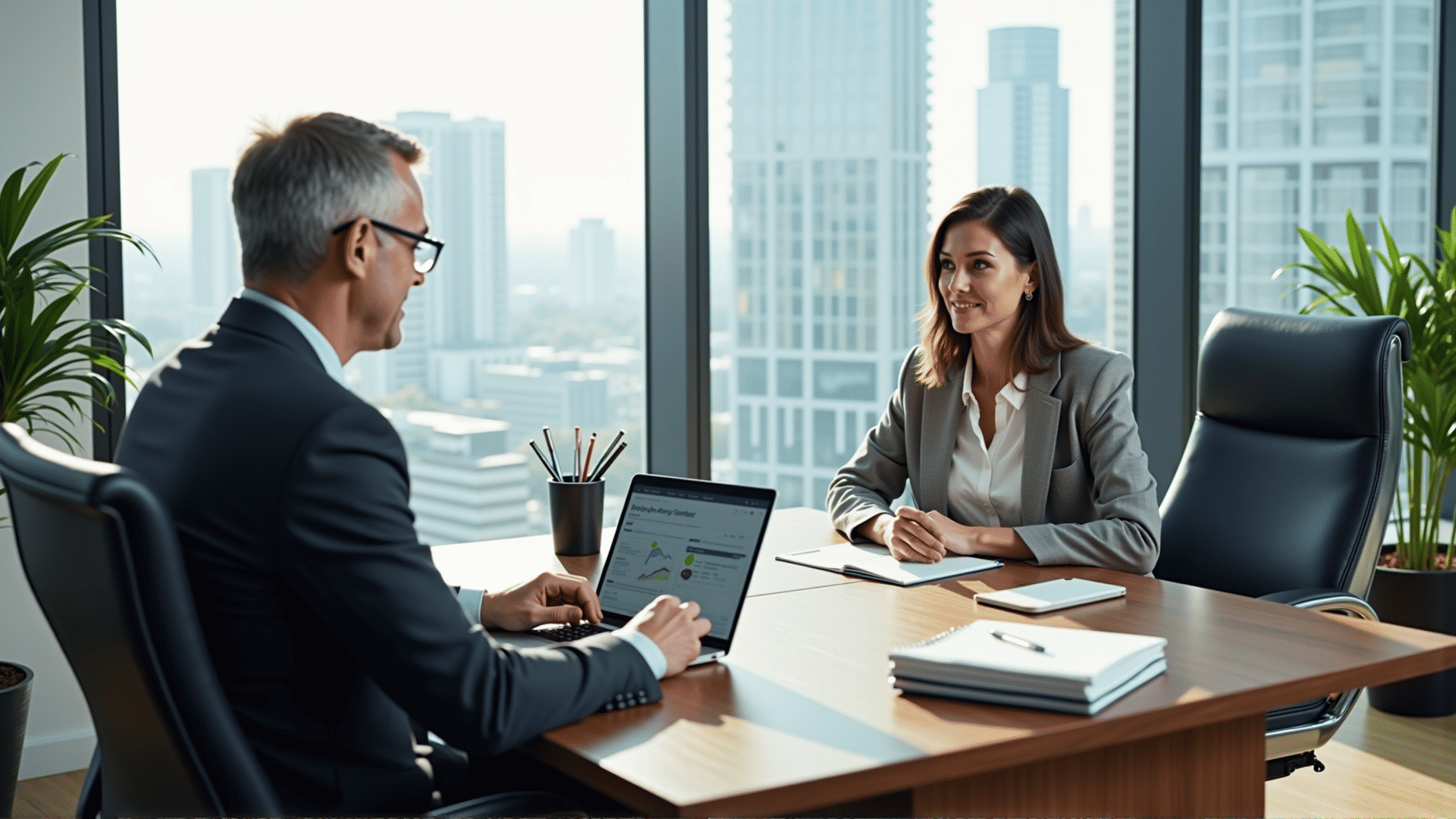 Business loan discussion with a bank representative